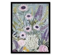 Artery8 Lavender Wildflowers Bouquet in Vase Fun Rustic Living Room Artwork Framed Wall Art Print 18X24 Inch