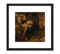 Artery8 Lawrence Alma Tadema Death Pharaohs Firstborn Son 8X8 Inch Square Wooden Framed Wall Art Print Picture with Mount in Black Artery8 Black