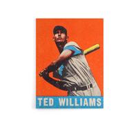Artery8 Leaf Baseball Card Portrait Ted Williams Canvas Wall Art Print in Orange | Size: W24" x H32" Artery8 Orange W24" x H32"