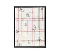 Artery8 Leaf Lines Shima Textile Pattern Framed Canvas Wall Art Print Japanese : by Korin 24x32 Calming linear design bringing order and flow excellent for dining area or minimalist living room