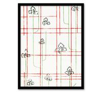 Artery8 Leaf Lines Shima Textile Pattern Japanese Framed Wall Art Print Korin in Red | Size: W12" x H16" Artery8 Red W12" x H16"