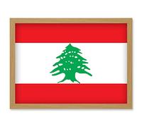 Artery8 Lebanon National Flag Patriotic Vexillology World Flags Country Region Poster Artwork Framed Wall Art Print A4