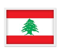 Artery8 Lebanon National Flag Patriotic Vexillology World Flags Country Region Poster Artwork Framed Wall Art Print A4