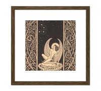 Artery8 Lechter Seventh Ring Angel Ornate Book Illustration 8X8 Inch Square Wooden Framed Wall Art Print Picture with Mount in Brown Artery8 Brown