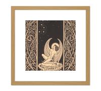 Artery8 Lechter Seventh Ring Angel Ornate Book Illustration 8X8 Inch Square Wooden Framed Wall Art Print Picture with Mount in Light Oak Artery8 Light Oak
