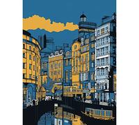 Artery8 Leeds Dock Cityscape Colour Block Illustration Art Print Canvas Premium Wall Decor Poster Mural