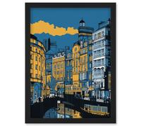 Artery8 Leeds Dock Cityscape Colour Block Illustration Wall Art Print - A4 Size