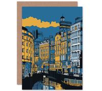 Artery8 Leeds Dock Cityscape Colour Block Illustration Travel Birthday Sealed Greeting Card Plus Envelope Blank inside
