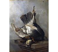 Artery8 Lelienbergh Still Life With Woodpecker And Snipes Premium Wall Art Canvas Print 18X24 Inch