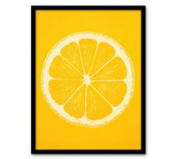 Artery8 Lemon On Citron On Yellow Monotone Minimalist Kitchen Interior Decor Art Print Framed Poster Wall Decor in Black | Size: W12" x H16" Artery8 Black W12" x H16"