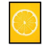 Artery8 Lemon On Citron On Yellow Monotone Minimalist Kitchen Interior Decor Artwork Framed Wall Art Print A4