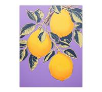 Artery8 Lemon Tree Branch Vibrant Yellow Purple Green Kitchen Artwork Extra Large XL Wall Art Poster Print