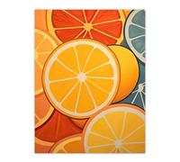 Artery8 Lemons and Oranges Oil Painting Abstract Fruit Slices Kitchen Artwork Extra Large XL Wall Art Poster Print