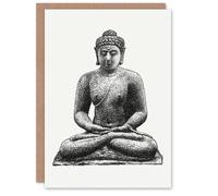 Artery8 Leo Gestel Art Card Buddha On The Borobudur Drawing in White Artery8 White