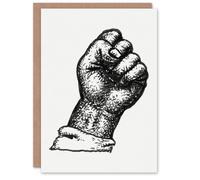 Artery8 Leo Gestel Art Card Clenched Fist Black & White Drawing Artery8 White