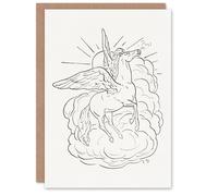 Artery8 Leo Gestel Art Card Pegasus Flies In Front Of A Cloud in White Artery8 White