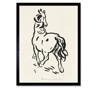 Artery8 Leo Gestel Horse From Behind Drawing Art Print Framed Poster Wall Decor 12x16 inch