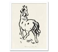 Artery8 Leo Gestel Horse From Behind Drawing Art Print Framed Poster Wall Decor 12x16 inch