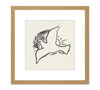 Artery8 Leo Gestel Peace Dove Branch 1918 Drawing 8X8 Inch Square Wooden Framed Wall Art Print Picture with Mount in Light Oak Artery8 Light Oak