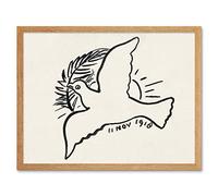 Artery8 Leo Gestel Peace Dove Branch 1918 Drawing Art Print Framed Poster Wall Decor 12x16 inch