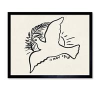 Artery8 Leo Gestel Peace Dove Branch 1918 Drawing Art Print Framed Poster Wall Decor 12x16 inch