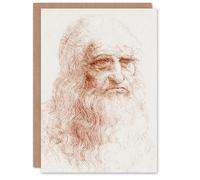 Artery8 Leonardo da Vinci Art Card Self Portrait 1512 Drawing