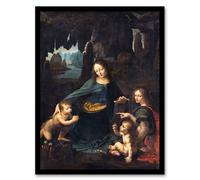 Artery8 Leonardo da Vinci Framed Wall Art Print The Virgin of the Rocks in Brown | Size: A3 Artery8 Brown A3