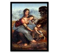 Artery8 Leonardo da Vinci Framed Wall Art Virgin & Child with Saint Anne in Brown | Size: A3 Artery8 Brown A3