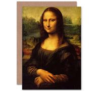 Artery8 Leonardo Da Vinci Mona Lisa Old Painting Greetings Card in Black Artery8 Black