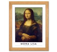 Artery8 Leonardo Da Vinci Mona Lisa Portrait Art Oak Wood Framed Wall Print | Size: W12" x H16" x D20mm Artery8 Multicolor W12" x H16" x D20mm