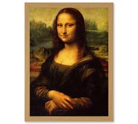 Leonardo Da Vinci Mona Lisa Vintage Classic Painting A4 Artwork Framed Wall Art Print Artery8 Light Oak One Size