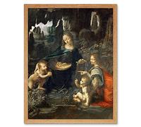 Artery8 Leonardo Da Vinci Virgin Of The Rocks Painting Art Print Framed Poster Wall Decor 12x16 inch