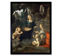 Artery8 Leonardo Da Vinci Virgin Of The Rocks Painting Art Print Framed Poster Wall Decor 12x16 inch