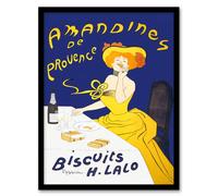 Artery8 Leonetto Cappiello Framed Wall Art Almond Biscuits Vintage Advert in Blue | Size: A4 Artery8 Blue A4