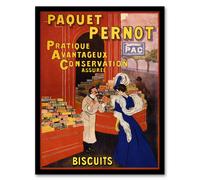 Artery8 Leonetto Cappiello Framed Wall Art Biscuits Pernot Vintage Advert in Red | Size: A4 Artery8 Red A4