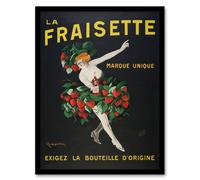 Artery8 Leonetto Cappiello Framed Wall Art Fraisette Strawberry Liqueur Vintage Advert in Black | Size: A3 Artery8 Black A3