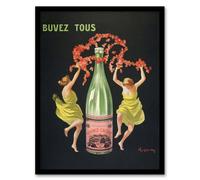 Artery8 Leonetto Cappiello Framed Wall Art Print Drink All Cachat Vintage Ad in Black | Size: A4 Artery8 Black A4