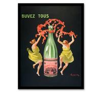 Artery8 Leonetto Cappiello Framed Wall Art Print Drink All Cachat Vintage Ad in Black | Size: A3 Artery8 Black A3