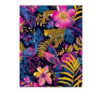 Artery8 Leopard Floral Pattern Trippy Psychedelic Design For Living Room Large Wall Art Poster Print Thick Paper 18X24 Inch