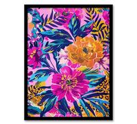 Artery8 Leopard Hiding in Floral Pattern Design For Living Room Artwork Framed Wall Art Print 18X24 Inch