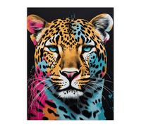 Artery8 Leopard Lounge By Fiona Bryant Cat Head Pop Art Pink Blue Modern Unframed Wall Art Print Poster Home Decor Premium | Size: W12" x H16" Artery8 Multicolor W12" x H16"