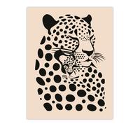 Artery8 Leopard Mother Pup Baby Black Tan Graphic Design Wall Art Print in Beige | Size: W24" x H32" Artery8 Beige W24" x H32"