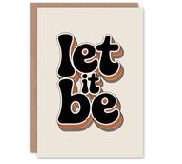Artery8 Let It Be Funky Retro Rainbow Font Typography Birthday Greeting Card in Beige Artery8 Beige