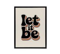 Artery8 Let It Be Funky Retro Rainbow Font Typography Framed Canvas Art Print in Beige | Size: W24" x H32" Artery8 Beige W24" x H32"