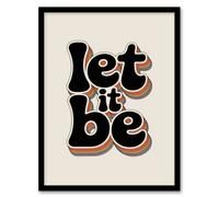Artery8 Let It Be Funky Retro Rainbow Font Typography Framed Wall Art Print 12X16"
