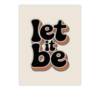 Artery8 Let It Be Funky Retro Rainbow Font Typography Wall Art Print in Beige | Size: W12" x H16" Artery8 Beige W12" x H16"