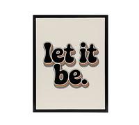 Artery8 Let It Be Retro Rainbow Font Funky Typography Framed Canvas Art Print in Beige | Size: W24" x H32" Artery8 Beige W24" x H32"