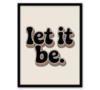 Artery8 Let It Be Retro Rainbow Font Funky Typography Framed Wall Art Print 12X16"