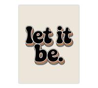 Artery8 Let It Be Retro Rainbow Font Funky Typography Wall Art Print in Beige | Size: W12" x H16" Artery8 Beige W12" x H16"