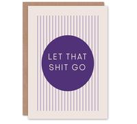 Artery8 Let That Sh*t Go Circle Stripes Purple Modern Personalised Card